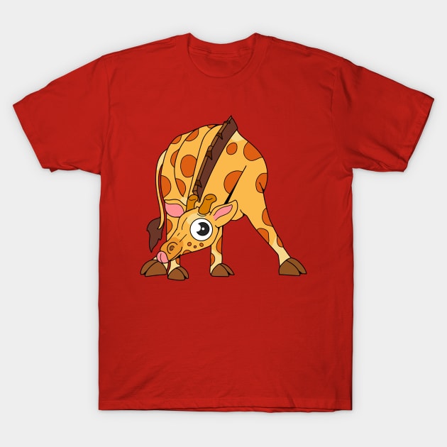 Giraffe Cartoon Funny T-Shirt by Mako Design 